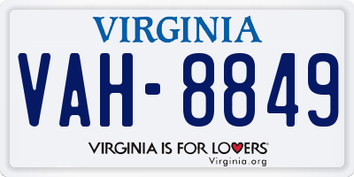 VA license plate VAH8849