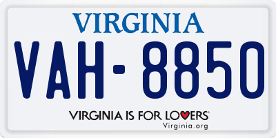 VA license plate VAH8850