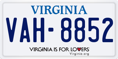 VA license plate VAH8852