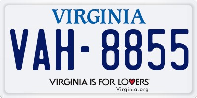 VA license plate VAH8855