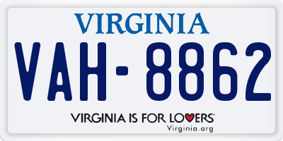 VA license plate VAH8862