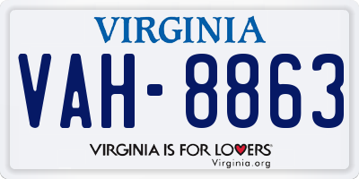 VA license plate VAH8863