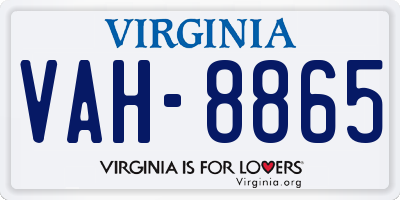 VA license plate VAH8865