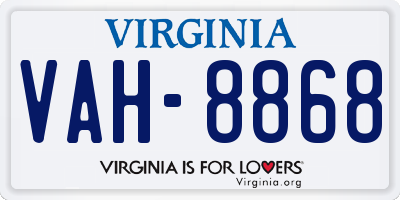 VA license plate VAH8868