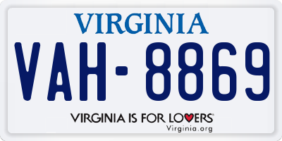 VA license plate VAH8869