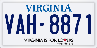 VA license plate VAH8871