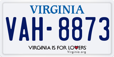 VA license plate VAH8873