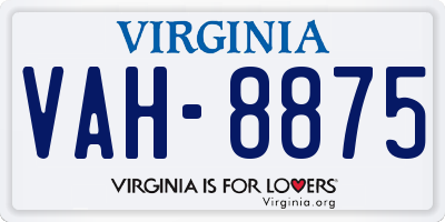 VA license plate VAH8875