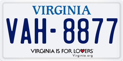 VA license plate VAH8877