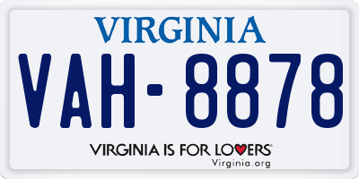VA license plate VAH8878