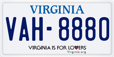 VA license plate VAH8880