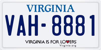 VA license plate VAH8881