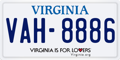 VA license plate VAH8886