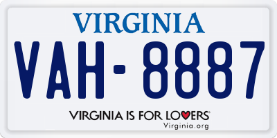 VA license plate VAH8887