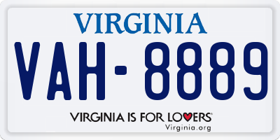 VA license plate VAH8889