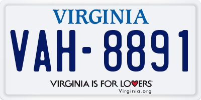 VA license plate VAH8891