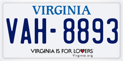 VA license plate VAH8893