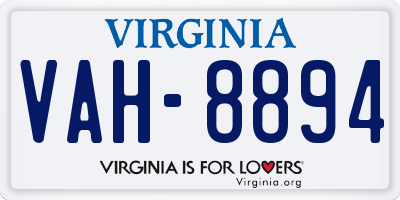 VA license plate VAH8894