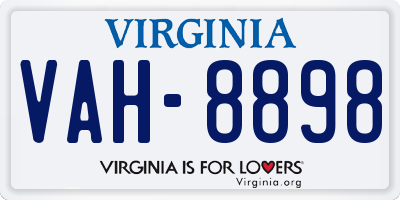 VA license plate VAH8898