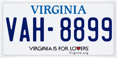 VA license plate VAH8899