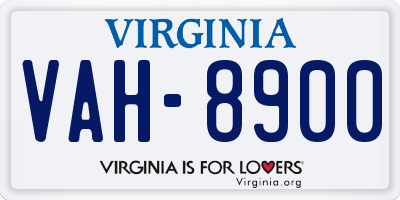 VA license plate VAH8900