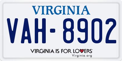VA license plate VAH8902