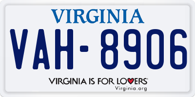 VA license plate VAH8906