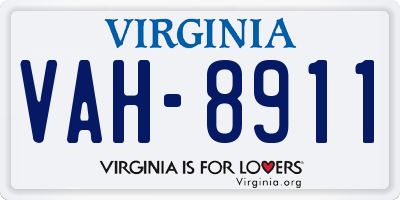 VA license plate VAH8911