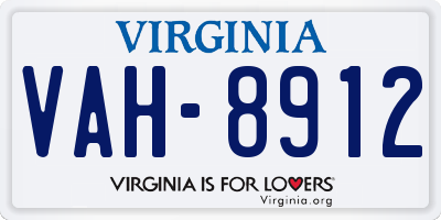 VA license plate VAH8912