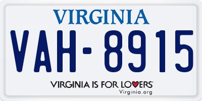 VA license plate VAH8915