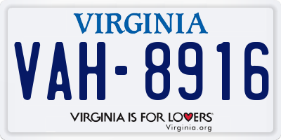 VA license plate VAH8916