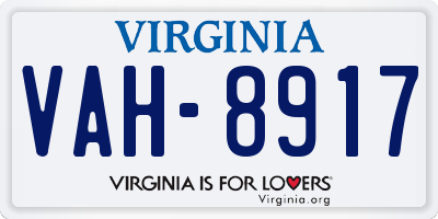 VA license plate VAH8917