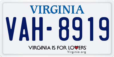 VA license plate VAH8919