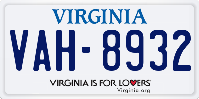 VA license plate VAH8932