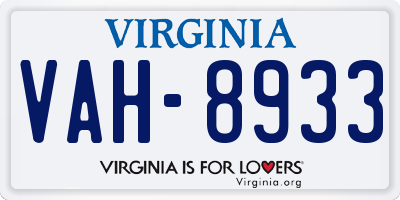 VA license plate VAH8933