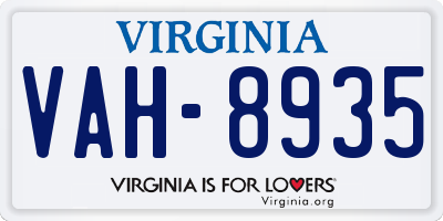 VA license plate VAH8935