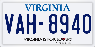 VA license plate VAH8940