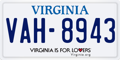 VA license plate VAH8943