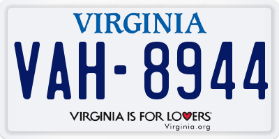 VA license plate VAH8944