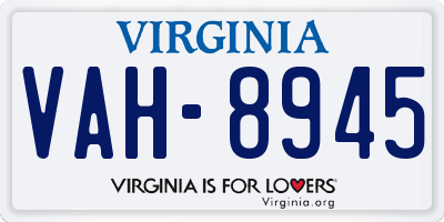 VA license plate VAH8945