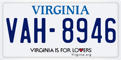 VA license plate VAH8946
