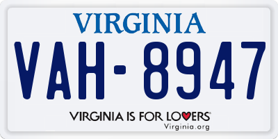 VA license plate VAH8947