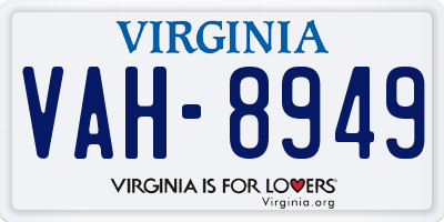 VA license plate VAH8949