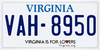 VA license plate VAH8950