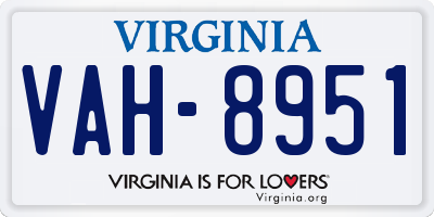 VA license plate VAH8951