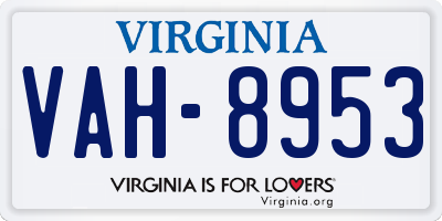 VA license plate VAH8953