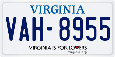 VA license plate VAH8955