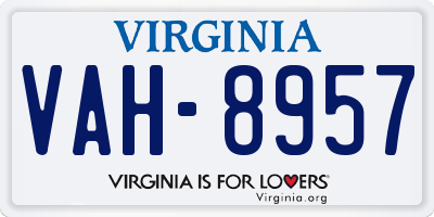 VA license plate VAH8957