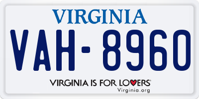 VA license plate VAH8960