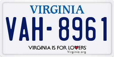 VA license plate VAH8961